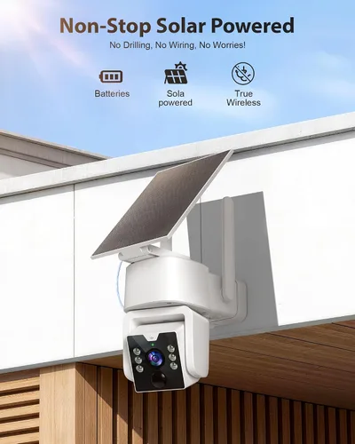Vista 2 de Cámara de seguridad inalámbrica para exteriores 2PCK - 5G y 2.4G Wi-Fi para exteriores, panorámica/inclinación 2K de 360°, funciona con energía
