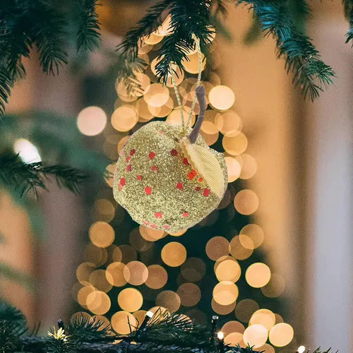 Vista 3 de 20 adornos de manzana para árbol de Navidad, mini adornos colgantes de manzana con purpurina para árbol de Navidad, decoraciones colgantes