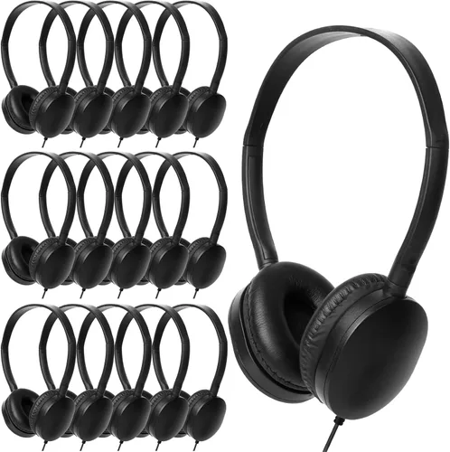 Vista 8 de Paquete de 10 audífonos para niños, para escuela, aula, estudiantes, niños, adolescentes y adultos (colores mixtos) Wholesale Wired On Ear