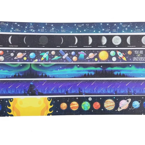 Vista 2 de YUBBAEX Juego de cinta adhesiva luminosa de galaxia Washi que brilla en la oscuridad, decoración para artes, manualidades, suministros de diario