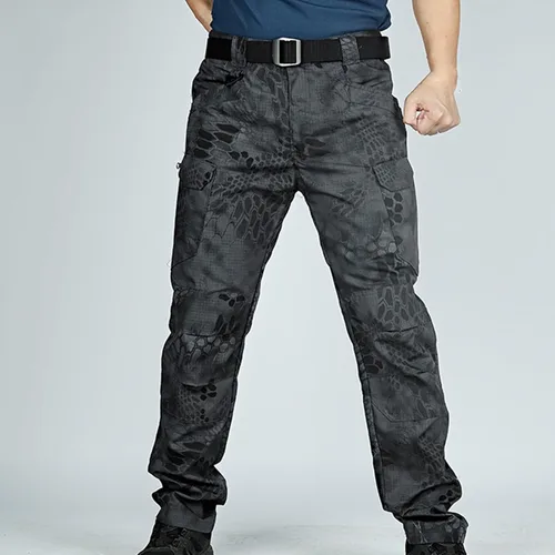 Vista 5 de Muscularfit Pantalones para hombre, casual, de sarga chino, con múltiples bolsillos, camuflaje, pantalones cargo atléticos, holgados, pantalones