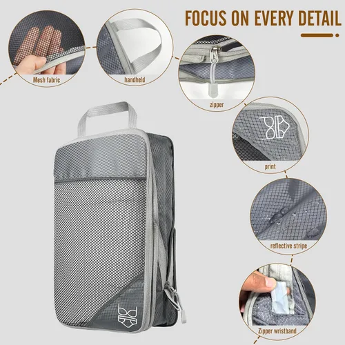 Vista 4 de Juego de 8 cubos de compresión para viajes, organizador de equipaje expandible con bolsa para zapatos y bolsa de lavandería, maleta ligera y mochila