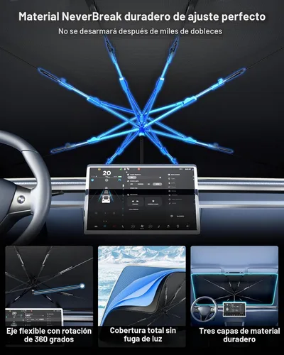 Vista 2 de helloleiboo Parasol para parabrisas Tesla Modelo 3/Y de ajuste personalizado
