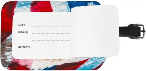 Vista 3 de Guitong - Etiqueta de equipaje de viaje con águila calva, bandera americana, etiqueta de maleta, identificador de viaje, cuero inteligente