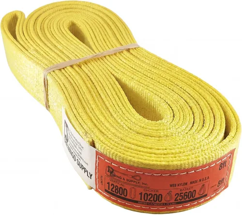 Vista 24 de DD Sling (fabricado en Estados Unidos) de 1 pulgada y 2 pulgadas de ancho por 4 pies a 12 pies de longitud en el listado, 2 capas, eslingas