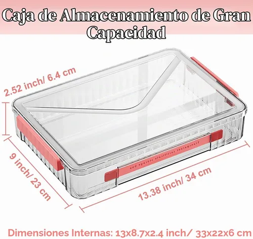 Vista 2 de SAYEEC Caja de almacenamiento de archivos transparente, estuche portátil para proyectos con asa, contenedor de almacenamiento de plástico con tapa