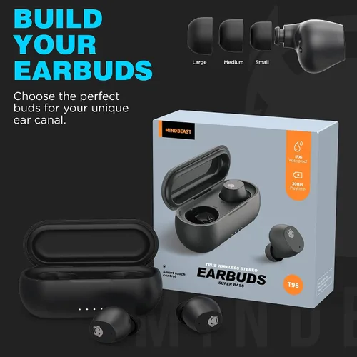 Vista 7 de MINDBEAST Auriculares inalámbricos Bluetooth con cancelación avanzada de ruido, graves profundos e impermeabilidad IPX5, batería de 36 horas