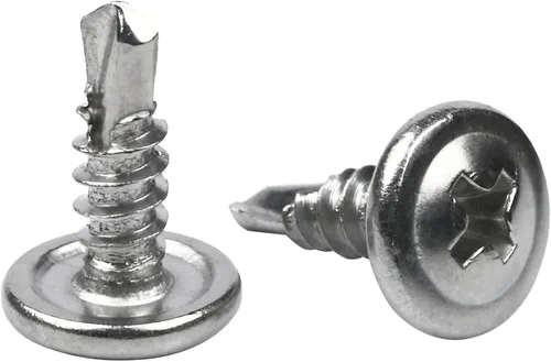 Vista 9 de Paquete de 100 tornillos Phillips autoperforantes de cabeza de oblea de acero inoxidable 410, tornillos Tek de chapa, cabeza de armadura modificada