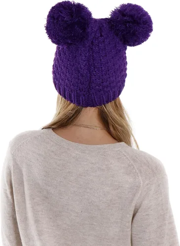 Vista 5 de Simplicity Gorro de punto trenzado para mujer, con pompón, para esquí, snowboard