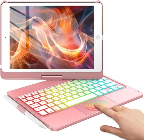 Vista 10 de HOTLIFE Funda de teclado para iPad 10.2 de 9ª/8ª/7ª generación, teclado táctil para iPad de 9ª generación, 8ª generación, 7ª generación, funda Negro