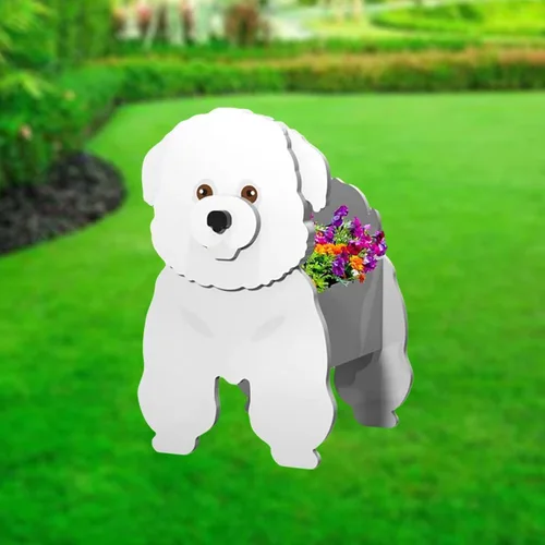 Vista 24 de XOOFMASS Lindas macetas de perro para plantas al aire libre, macetas de madera para perros, macetas en forma de perro, macetas para suculentas