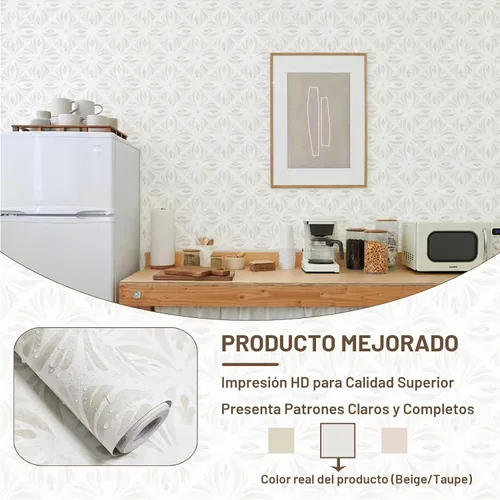 Vista 3 de Papel tapiz moderno para despegar y pegar, neutro, geométrico