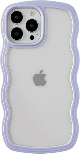 Vista 11 de Caseative Funda para iPhone 13 Pro Max, color negro Forma de marco de onda rizada linda a prueba de golpes suave