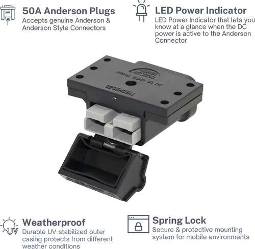 Vista 3 de Trailer Vision 50A Conector y Montaje de Cubierta Protectora - Compatible con AWG 6-12 SB Conector Anderson de 50 Amperios para Cable de Salto