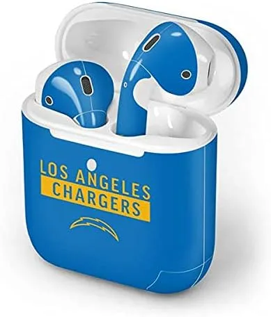 Vista 4 de Skinit Decal - Skin de audio compatible con Apple AirPods con funda de carga inalámbrica, con licencia oficial de NFL Los Angeles Chargers Blue