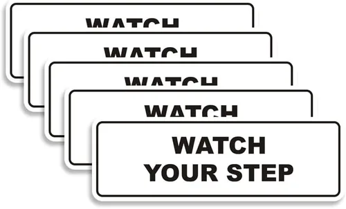 Vista 59 de Signs ByLITA Letrero estándar para pared o puerta con texto en inglés «Watch Your Step», señalización de salud y seguridad (negro), mediano