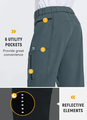 Vista 4 de BALEAF Pantalones de ciclismo de invierno para hombre, pantalones térmicos para bicicleta de montaña, resistentes al agua, clima frío, senderismo