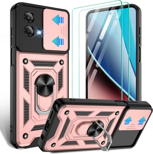 Vista 29 de Gritup Funda para Moto G Stylus 5G-2021 con cubierta deslizante para cámara 1 paquete de protectores de pantalla HD Soporte de metal giratorio