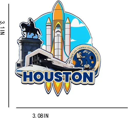 Vista 3 de Imán de madera para nevera de Houston, Texas, Estados Unidos, 3091, monumentos de viaje, coleccionables, recuerdos, decoración hecha a mano