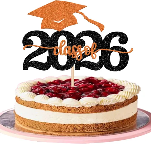 Vista 25 de 1 pieza de decoración para pastel de graduación 2026 con tapa de graduación con purpurina, diploma de tacón alto para niña, selección de pastel
