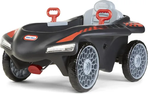 Vista 7 de Little Tikes Jett Car Racer - Coche negro para montar con respaldo de asiento ajustable, dirección de rueda trasera de doble mango, control