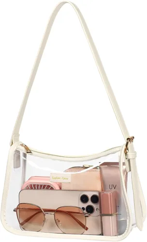 Vista 10 de Bolsa de hombro transparente PACKISM 9x6x3 - Bolsa transparente para eventos en estadios para mujeres con correa corta, perfecta para eventos