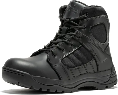 Vista 7 de Botas tácticas para hombre con cremallera lateral de 6 pulgadas, ligeras, cómodas, militares, botas tácticas militares (BMP111)