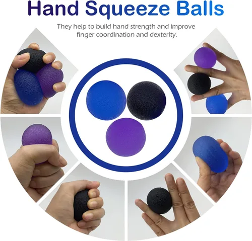 Vista 2 de 3 bolas de gel de resistencia múltiple para aliviar el estrés de la mano, dedo, muñeca, ejercicio, músculos, entrenamiento de artritis