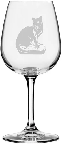 Vista 3 de Copa de vino de 12.75 onzas con temática de gato abisinio grabada para todo uso