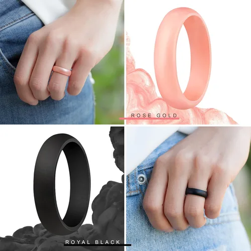 Vista 4 de ThunderFit - Anillo de boda de silicona para mujer, anillos de goma, con 5,5 mm de ancho, 2 mm de grosor