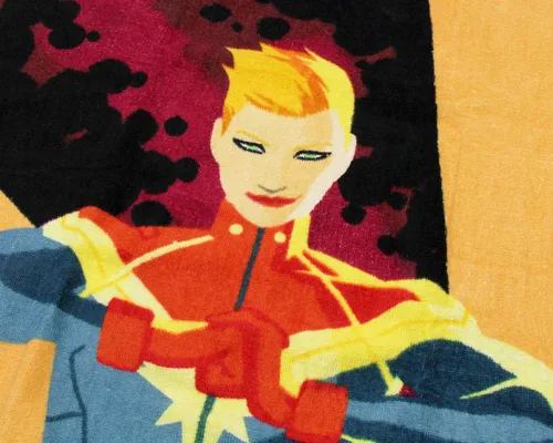 Vista 3 de Seven Times Six Marvel Comics Captain Marvel Power Pose - Toalla de playa (59 x 29 pulgadas)