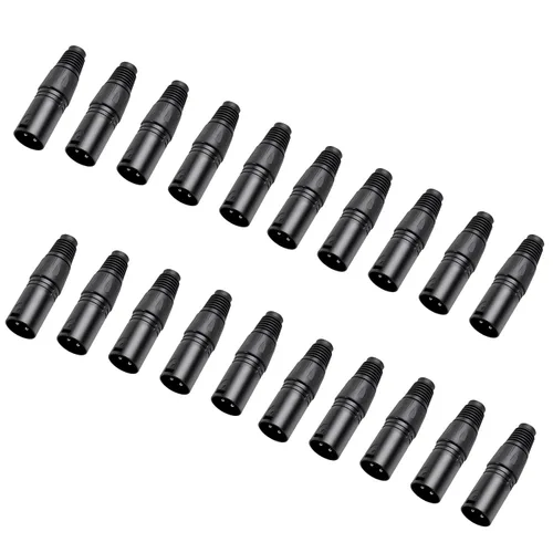 Vista 11 de Paquete de 10 conectores XLR, 5 pares XLR de 3 pines macho/hembra, conector de cable de micrófono de audio, conector de audio, 3 pines XLR, extremos