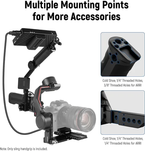 Vista 4 de NEEWER Mango de agarre de correa ajustable compatible con DJI Ronin RS4 RS3 Mini RS 3 Pro RS 2 RSC 2 estabilizador de cardán para disparos de ángulo