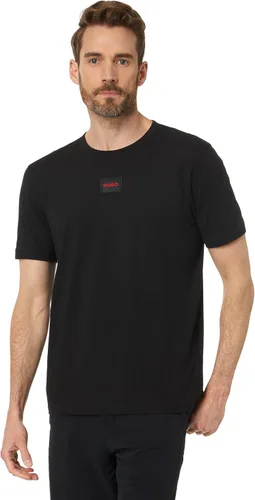 Vista 46 de Hugo Mens Ribbed Crew Neck Regular Fit Center Logo T-Shirt Blanco (Chalk White)