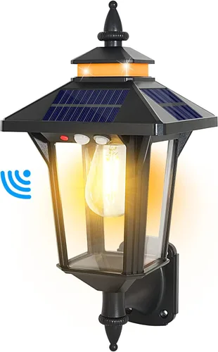 Vista 7 de Linterna de Pared Solar con 3 Modos, Luz de Pared Solar con Sensor de Movimiento Impermeable, Luces LED de Porche Delantero del Anochecer al