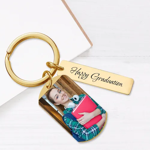 Vista 3 de Llavero personalizado seguro para la unidad, llavero personalizado para fotos de pareja, llavero grabado gratis.