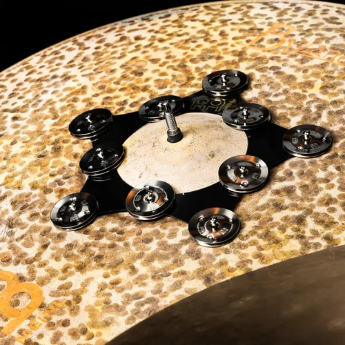 Vista 8 de Pandereta Super Flex Hihat de efecto de cascabeles con 10 pares de sonajas de acero inoxidable — NO FABRICADA EN CHINA — Marco delgado flexible