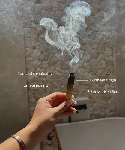 Vista 3 de Bursera Palitos de Palo Santo, árbol plantado con cada pedido, 100% natural, ético y sostenible, paquete de 5 varillas de incienso auténticas