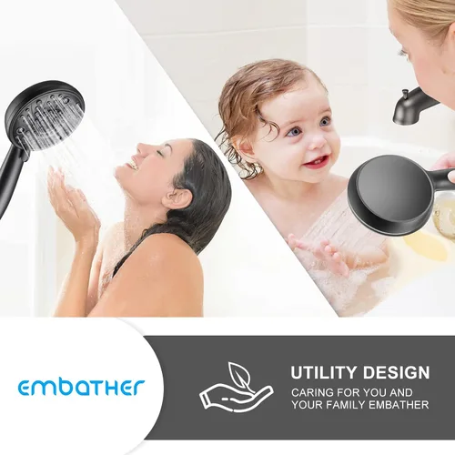 Vista 6 de EMBATHER Shower Faucet Set with Tub Spout, 2 in 1 Bathtub Faucet Set with 8 Modes Shower Head, Single-Handle Tub Faucet Set, Shower Valve and Trim