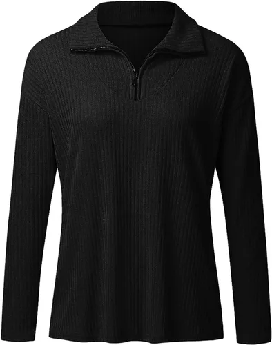 Vista 4 de Suéteres de otoño para mujer 2023 de manga larga a la moda con bloques de color patchwork suéter casual de cuello redondo suéter de punto