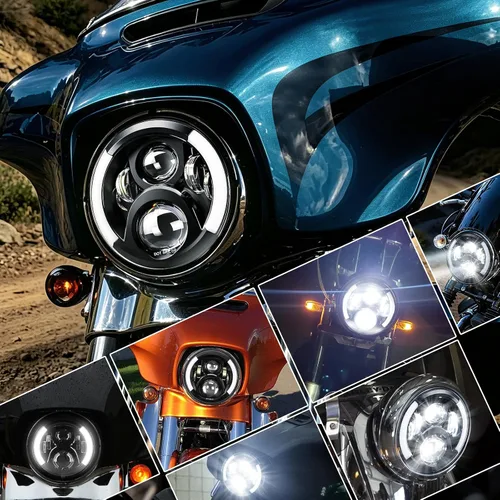 Vista 9 de Faros Delanteros LED de 7 Pulgadas con Aprobación DOT para Proyector Daymaker 2880lm Chip CREE & Philips para Harley Davidson, Faro-2