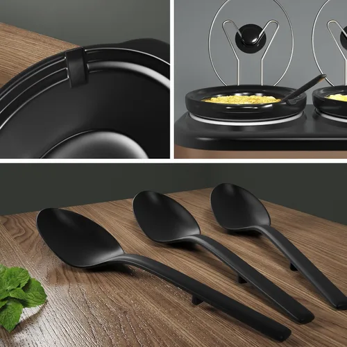 Vista 5 de Sunvivi Olla de Cocción Lenta Triple para Buffet y Calentador, 3 Ollas de Comida Pequeñas Mini Manuales con Temperatura Ajustable, Soportes
