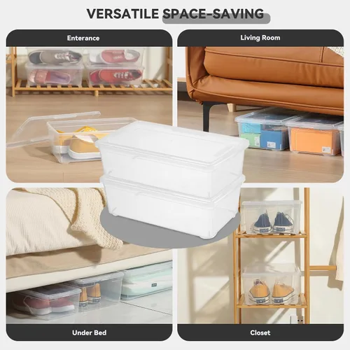 Vista 6 de novelinks Contenedores de almacenamiento de plástico transparente de 6 cuartos con tapas transparentes, caja apilable, contenedor organizador