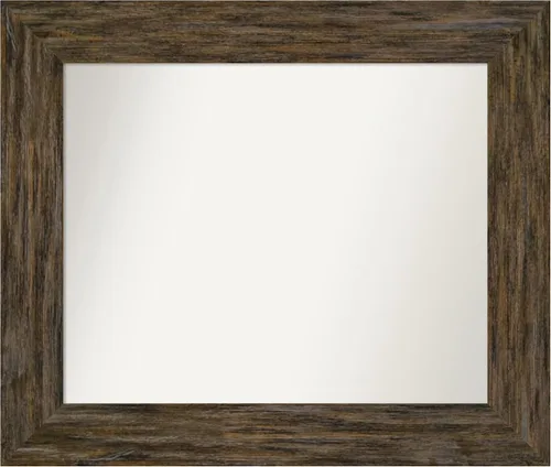 Vista 117 de Amanti Art Espejo personalizado, espejo de baño marrón Fencepost, espejo de pared o espejo de tocador de baño sobre el fregadero (27 x 27 pulgadas)