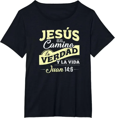 Vista 64 de Camisas de la Biblia de Jesus para los Cristianos Camiseta Española Negro