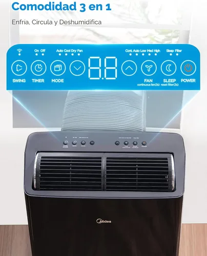 Vista 10 de Midea Duo 12,000 BTU (10,000 BTU SACC) Inversor de alta eficiencia, aire acondicionado portátil ultra silencioso, enfría hasta 450 pies cuadrados
