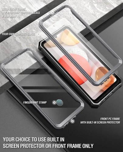Vista 3 de Poetic Guardian - Funda diseñada para Samsung Galaxy A42 5G, protector de pantalla integrado que funciona con identificación de huellas dactilares