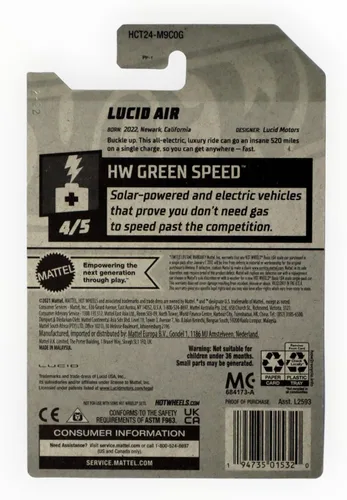 Vista 2 de Hot Wheels 2022 - Lucid Air - HW Green Speed 4/5 [Plata] 147/250