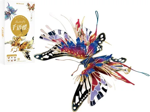 Vista 12 de Microworld Rompecabezas de metal 3D, 6 estilos de deseos de mariposa, kit de modelo de metal, bendición familiar, símbolo de la suerte, colección
