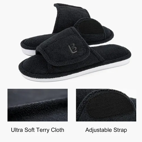 Vista 3 de LongBay Pantuflas de punta abierta para mujer, de espuma viscoelástica, ajustables, para dormitorio, casa, para interiores